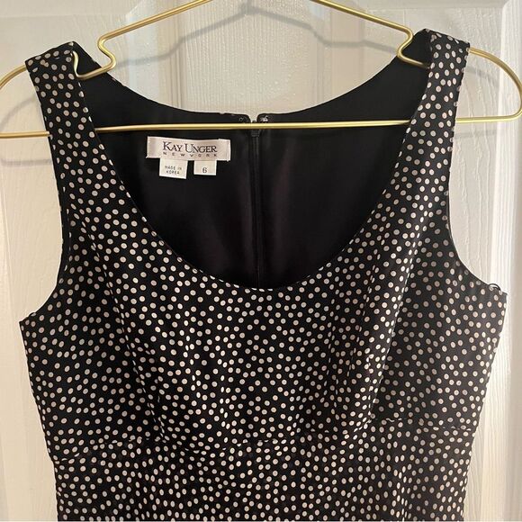 Kay Unger Silk Black and White Polka Dot Dress & Shawl - Picture 4 of 9